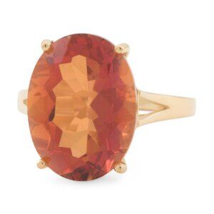 HIRAJULE Made In India 14kt Gold Plated Orange Quartz Ring
